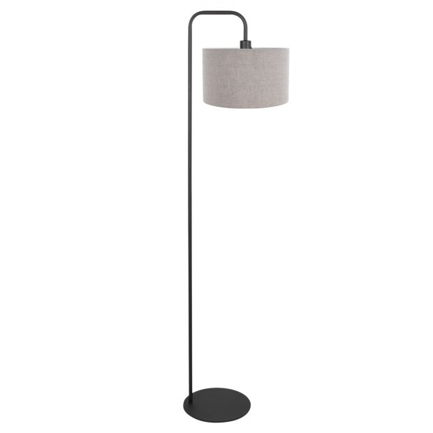 Lampe sur pied Stang 4779ZW noire avec abat-jour en lin gris brut