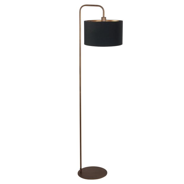 Floor lamp Rod 4784BR, bronze-colored floor lamp with fine linen shade