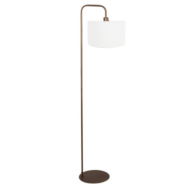Lamp sur pied Stang 4786BR couleur bronze avec abat-jour en lin blanc grossier
