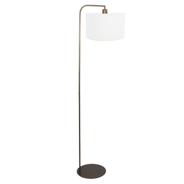 Vloerlamp Stang 4802BR met grof wit linnen kap