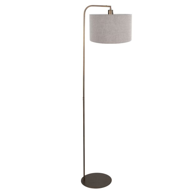 Vloerlamp Stang 4803BR met grof grijze linnen kap