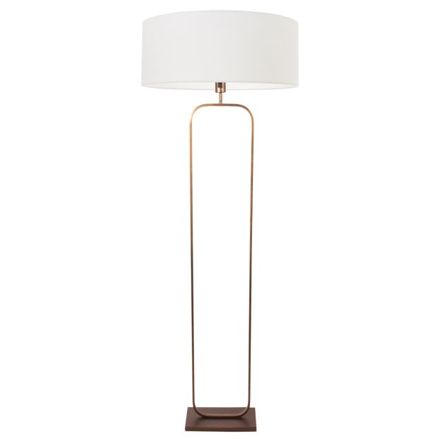 Vloerlamp Stang 4829BR - brons armatuur met wit linnen kap
