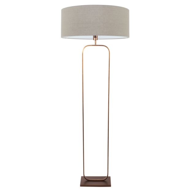 Vloerlamp Stang 4830BR - brons armatuur met grijs linnen kap