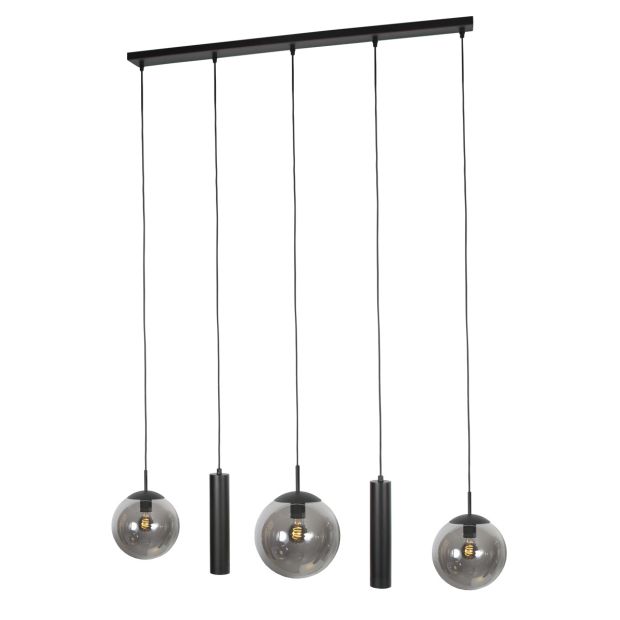 Black pendant lamp Bollique 4847ZW, 5-light for dining table