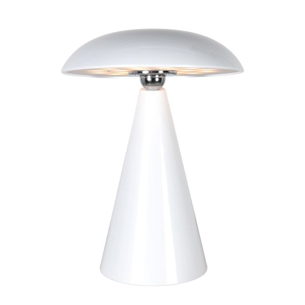 Tafellamp Mush 4856W - glanzend witte oplaadbare sfeermaker