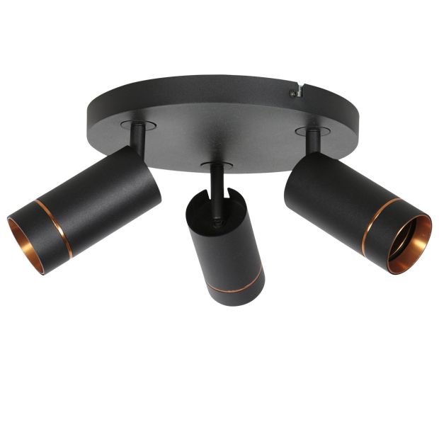Zwarte spot Downlume 4859ZW, 3-lichts GU10 plafondspot