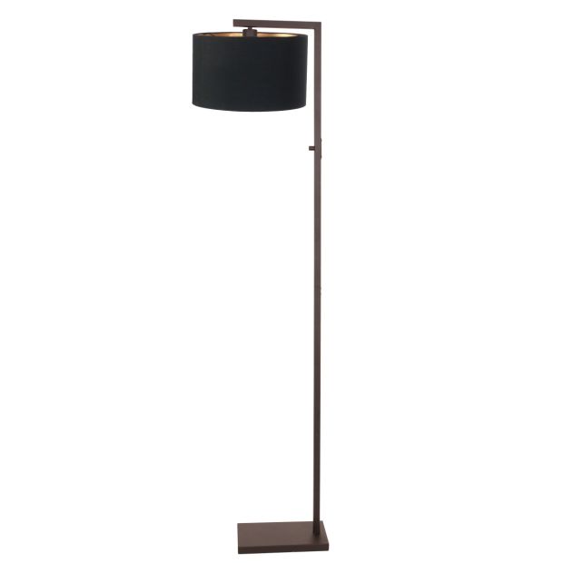 Cacao vloerlamp Stang 4875CA met schakelaar en zwarte linnen kap