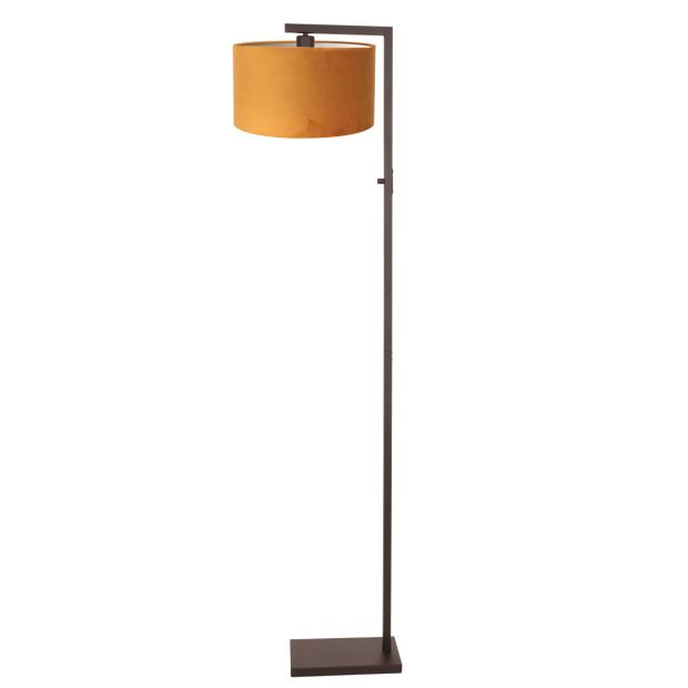 Cacao vloerlamp Stang 4876CA met schakelaar en gouden velours kap