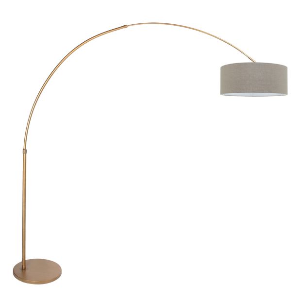 Booglamp Sparkled Light 4904BR brons met grijs grof linnen kap