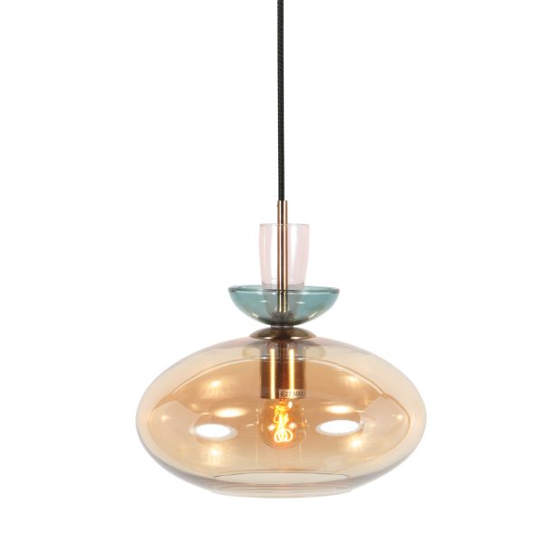 Malboo hanglamp 1-lichts bruin glas Ø 25 cm – 4917BR