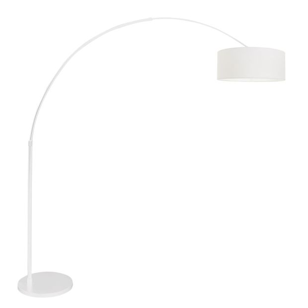 Booglamp Sparkled Light 7169W wit met grof wit linnen kap