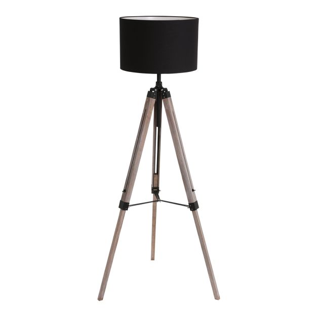 Vloerlamp Triek 7175ZW met zwart linnen kap Ø40 cm