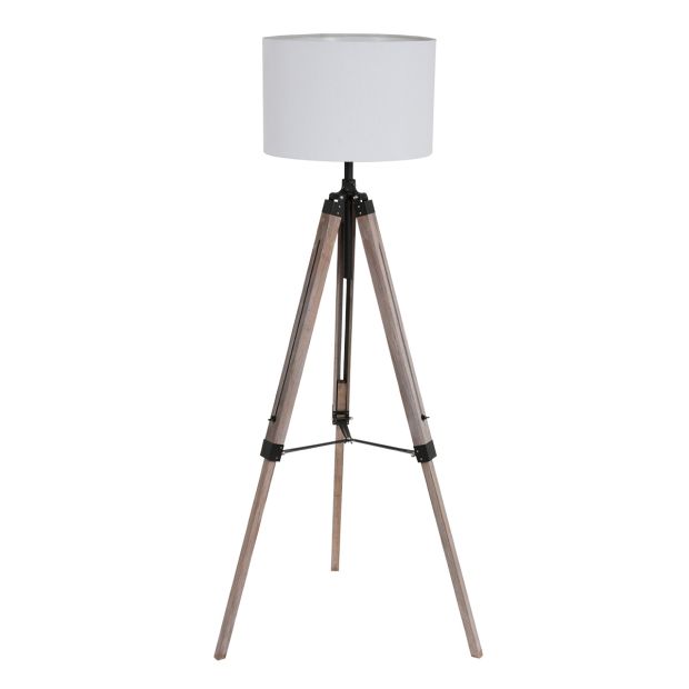 Vloerlamp Triek 7176ZW met grof witte linnen kap Ø40 cm