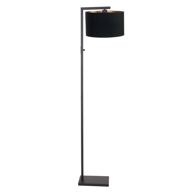 Zwarte vloerlamp Stang 7196ZW met schakelaar en zwart linnen kap