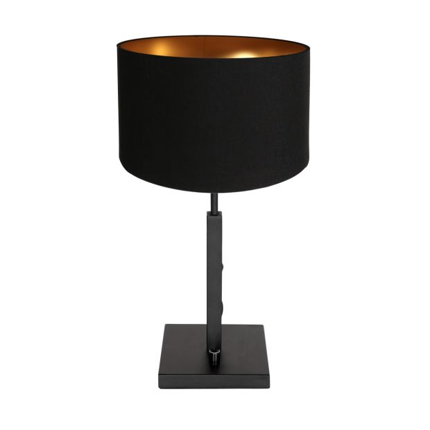 Zwarte tafellamp Stang 7197ZW met draai schakelaar en zwart linnen kap