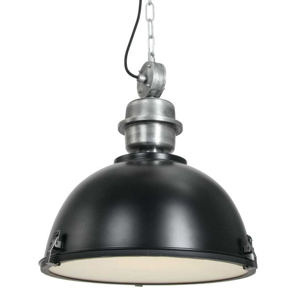 Hanglamp Bikkel 7586ZW zwarte industriële lamp van staal