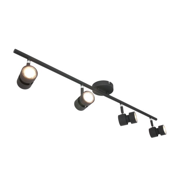 Spot Natasja 7904ZW zwarte 4-lichts spot met dimbaar GU10 licht