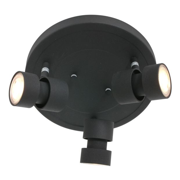 Spot Natasja 7905ZW zwarte ronde 3-lichts spot met GU10 lichtbronnen