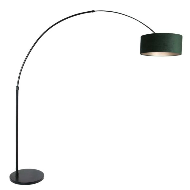 Booglamp Sparkled Light 8127ZW zwart met luxe groene velours kap