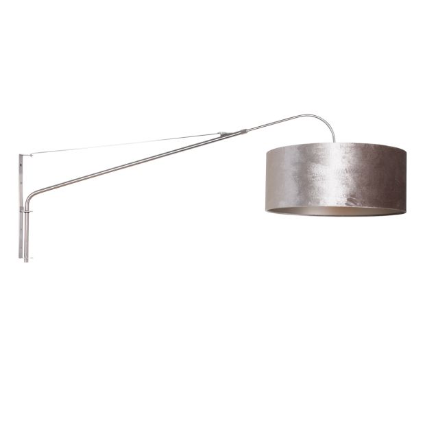 Wandlamp Elegant Classy 8131ST staal met grijze velours kap Ø50 cm