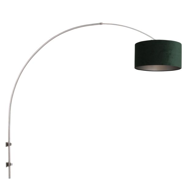 Boog wandlamp Sparkled Light 8145ST staal met groene velours kap