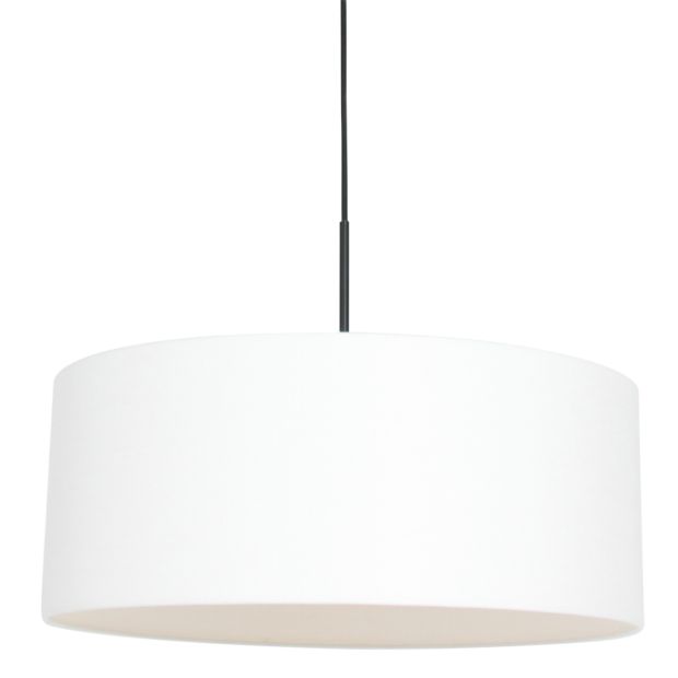 Hanglamp Sparkled Light 8154ZW zwart met wit grof linnen kap