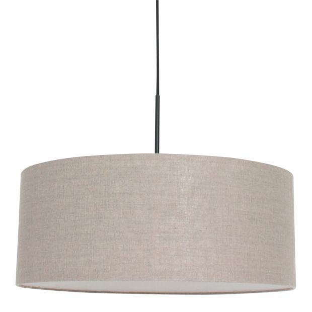 Hanglamp Sparkled Light 8155ZW, zwart met grijs grof linnen kap