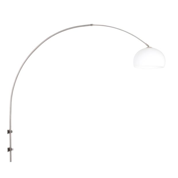 Boog wandlamp Sparkled Light 8200ST staal met witte kunststof bol kap