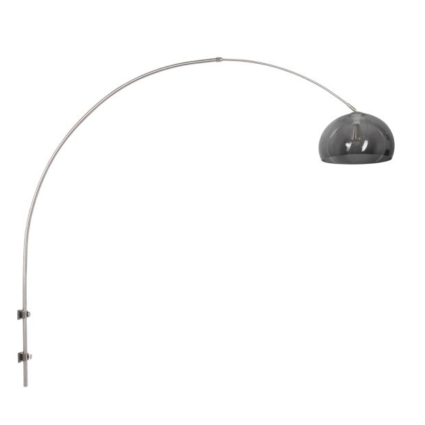 Boog wandlamp Sparkled Light 8201ST staal met transparant grijze kunststof kap