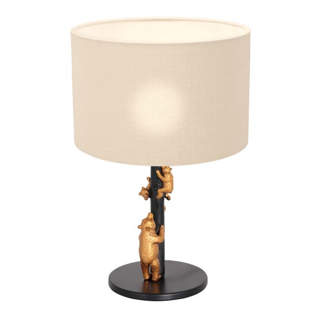 Tafellamp Animaux 8232ZW - speels accent met wit grof linnen kap