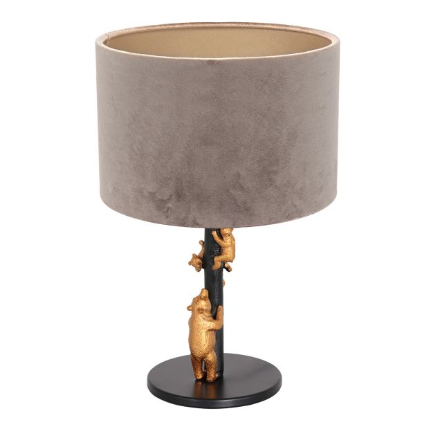 Tafellamp Animaux 8234ZW - stijlvol accent grijze velours kap