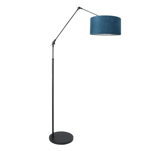 Vloerlamp Prestige Chic 8239ZW met blauwe velours kap