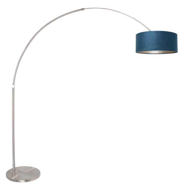 Booglamp Sparkled Light 8241ST staal met luxe blauwe velours kap