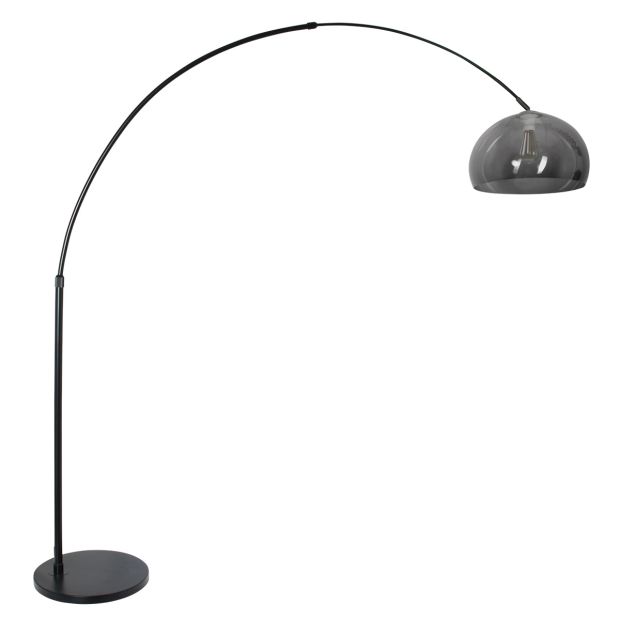 Booglamp Sparkled Light 9878ZW zwart met transparant grijze kunststof kap