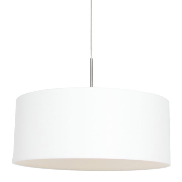 Hanglamp Sparkled Light 9889ST staal met grof wit linnen kap