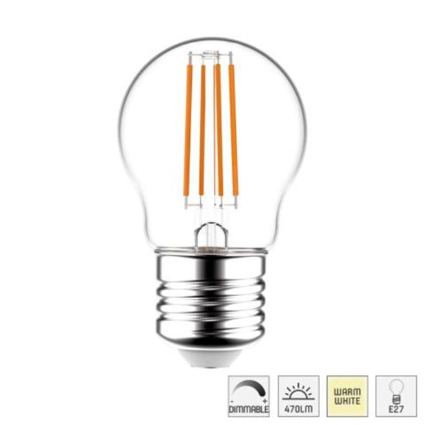 Led lichtbron I15408S met E27 fitting filament 4,5W, 2700K, dimbaar 470L G45 vorm