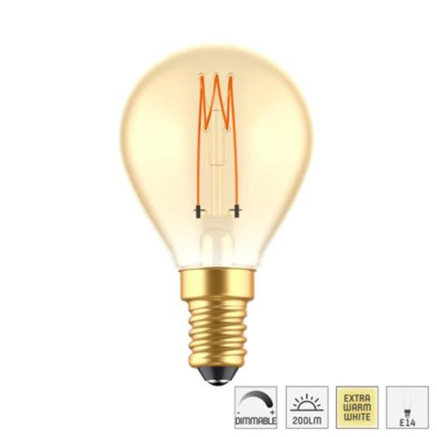 Led lichtbron met E14 fitting filament 2,5W, 1800K, dimbaar 136L G45 vorm