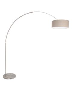 Steel-colored floor lamp arc lamp Sparkled Light 9904ST with gray linen shade