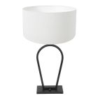 Black table lamp Stang 3507ZW with white linen shade and on/off switch