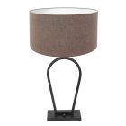 Black table lamp Stang 3508ZW with gray linen shade and on/off switch