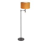 Black floor lamp Stang 7191ZW with reading lamp and gold velvet shade