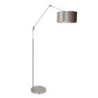 Staalkleurige vloerlamp Prestige Chic 8104ST met zilver velours kap