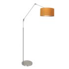 Staalkleurige vloerlamp Prestige Chic 8105ST met goud velours kap