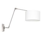 Steel-colored wall lamp Prestige Chic 8108ST with white coarse linen shade