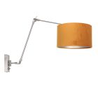 Staalkleurige wandlamp Prestige Chic 8111ST met goud velours kap