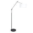 Black floor lamp / arc lamp Prestige Chic 8112ZW with white fine linen shade