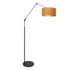 Zwarte vloerlamp / booglamp Prestige Chic 8117ZW met goud velours kap