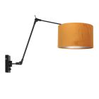 Zwarte wandlamp Prestige Chic 8123ZW met goud velours kap