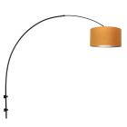 Black arc wall lamp Sparkled Light 8141ZW with gold velvet shade