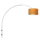 Staalkleurige boog wandlamp Sparkled Light 8147ST met goud velours kap